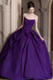 A Line Strapless Satin Long Prom Dress, Purple New Arrival Evening Gown UQP0356