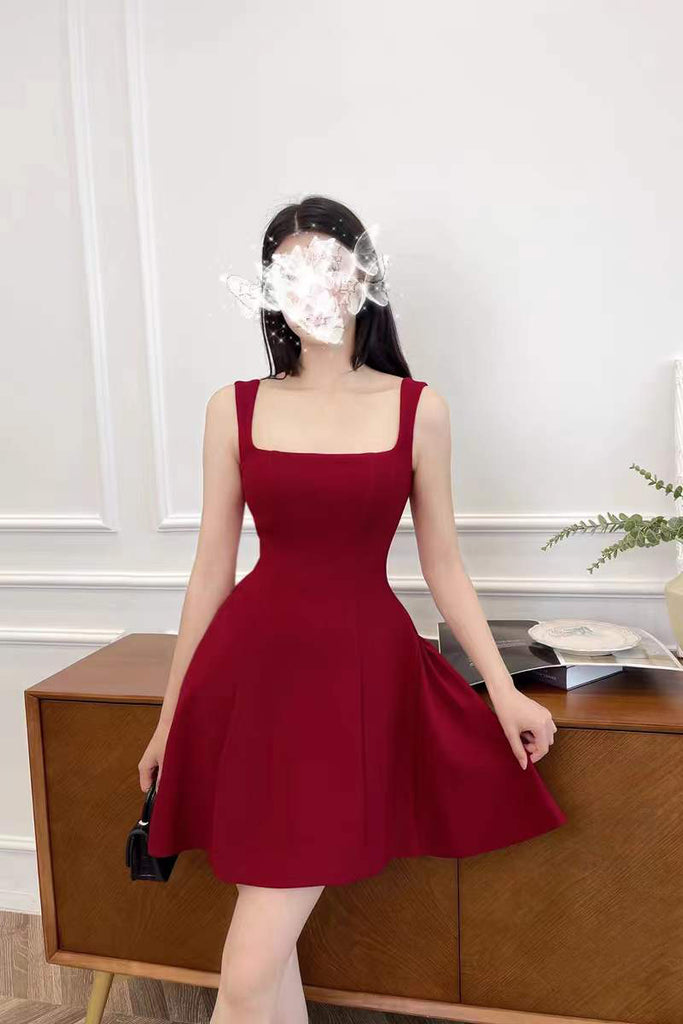 Burgundy Square Neck Mini Dress for Womens Party Dress Homecoming Gown Uniquedresss Burgundy Square Neck Mini Dress for Womens Party Dress Homecoming Gown Uniquedresss
