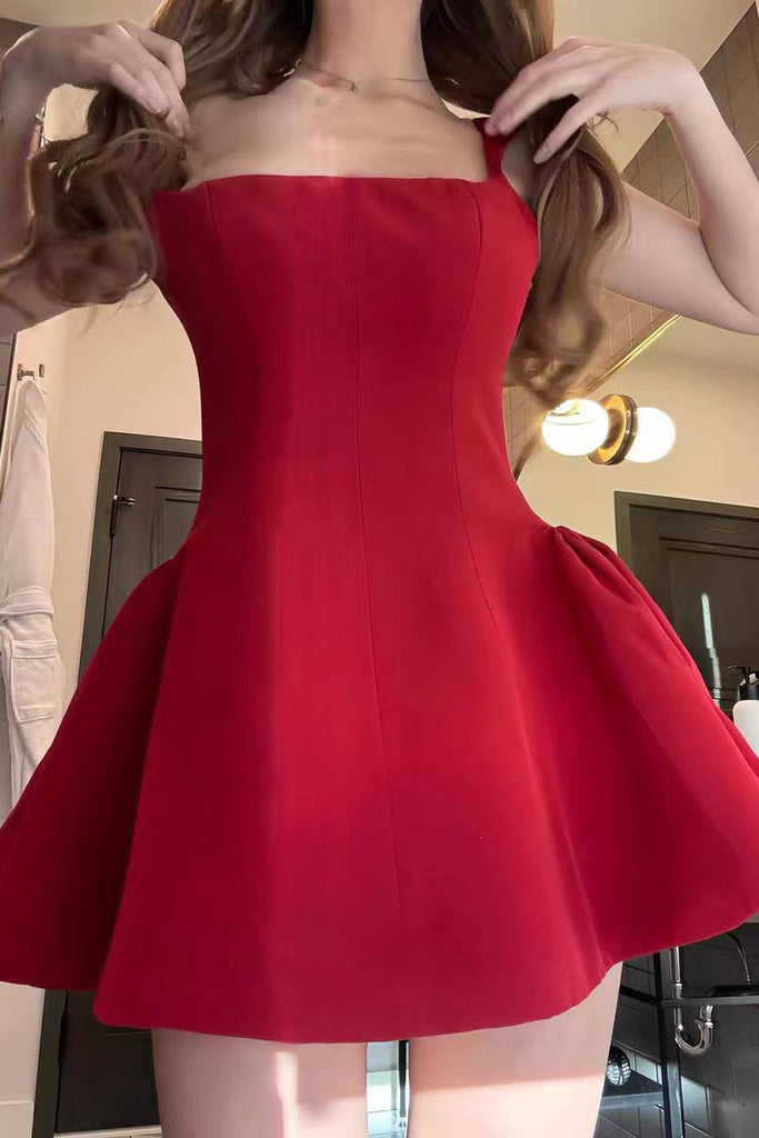 Burgundy Square Neck Mini Dress for Womens Party Dress Homecoming Gown Uniquedresss Burgundy Square Neck Mini Dress for Womens Party Dress Homecoming Gown Uniquedresss