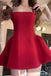 Burgundy Square Neck Mini Dress for Womens Party Dress Homecoming Gown UQH0257