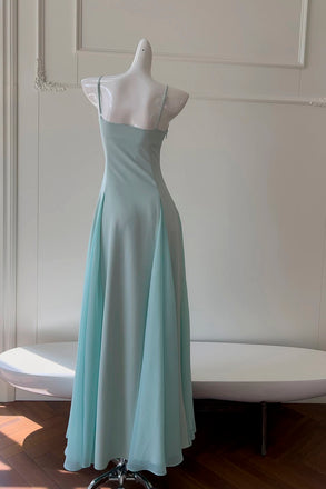 Tiffany Blue Spaghetti Straps Long Prom Dress, Simple New Style Party Gown UQP0372