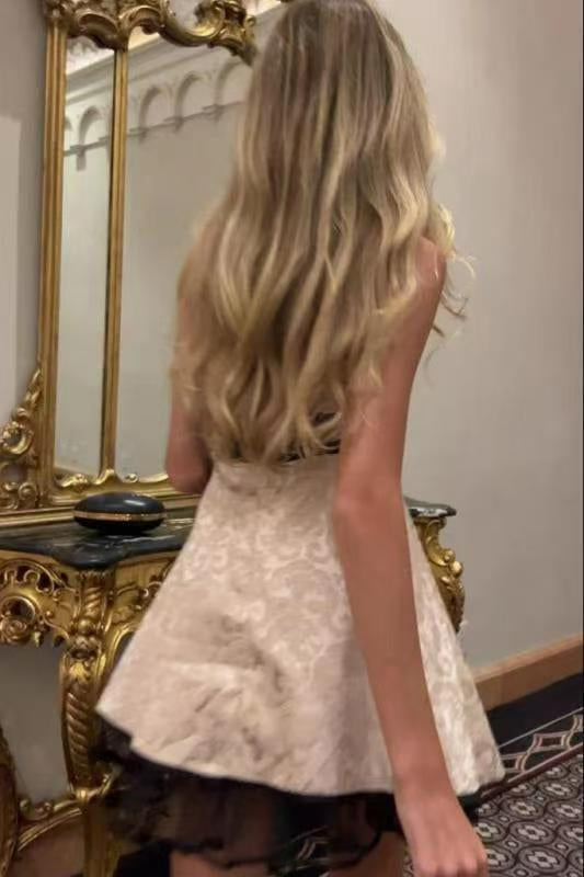 Strapless Mini Dress with Sash, New Graduation Dress with Waistband UQH0273