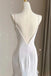 Simple Mermaid Beach Wedding Dress with Ruffles, Spaghetti Straps Backless Prom Gown UQW0107