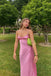 Pink Spaghetti Straps Long Prom Dress, Simple Sleeveless Formal Gown UQP0339