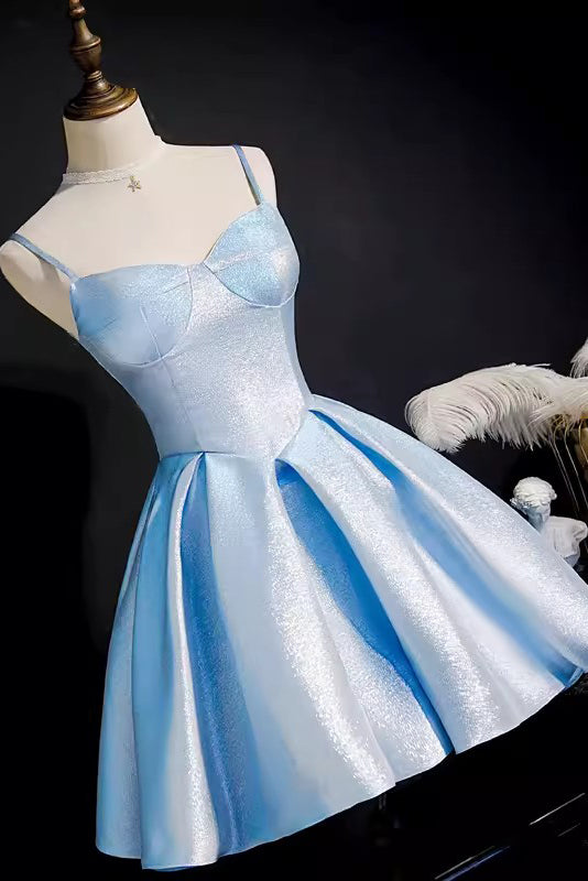 Sky Blue Sweet 16 Dress, Puffy Sparkly Short Homecoming Dresses UQH0248