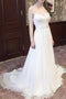 Spaghetti Straps Chiffon Beach Wedding Dress, A Line Sleeveless Prom Gown UQW0142