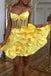 Spaghetti Straps Satin Homecoming Dresses with Hand-made Flowers UQH0258