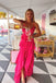 Spaghetti Straps Pink Chiffon Prom Dress, Hi-lo Long Party Dresses UQP0219