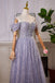 Purple Floor Length Prom Dress with Sparkles, A Line Formal Dresses with Beads UQP0333