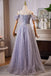 Purple Floor Length Prom Dress with Sparkles, A Line Formal Dresses with Beads UQP0333