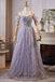 Purple Floor Length Prom Dress with Sparkles, A Line Formal Dresses with Beads UQP0333