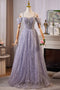 Purple Floor Length Prom Dress with Sparkles, A Line Formal Dresses with Beads UQP0333