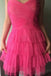 Sweetheart Glitter Tulle Tiered Homecoming Dress, Pink Short Sweet 16 Dress UQH0228