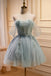 Sparkly Tulle Short Prom Dress with Beading, Shiny New Style Homecoming Gown UQH0144