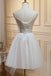 Spaghetti Straps V Neck Hoco Dress with Flowers, A Line Tulle Graduation Dress Women UQH0225