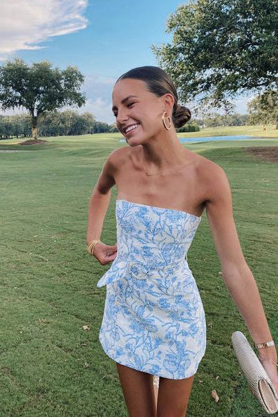 Strapless Sheath Blue Homecoming Dress, New Arrival Mini Prom Gown UQH Uniquedresss Strapless Sheath Blue Homecoming Dress, New Arrival Mini Prom Gown UQH Uniquedresss