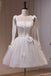 White Straps Tulle Homecoming Dress with Bowknot, Short Prom Dresses UQH0143
