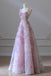 Gorgeous A Line Straps Long Prom Dress with Flowers, Sparkly Formal Gown UQP0322