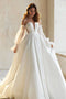 A Line Strapless Long Sleeves Satin Wedding Dress, Special Bridal Dress UQW0007