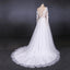 White A Line Tulle Long Sleeves Wedding Gown, Bridal Dress with Lace Appliques UQ2308