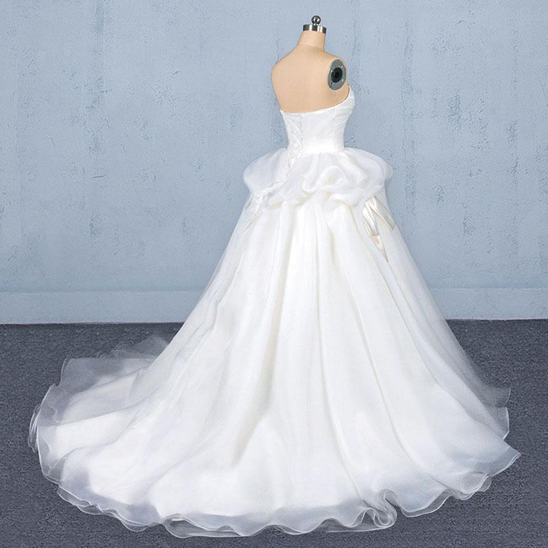 Ball Gown Sweetheart Tulle Ivory Wedding Dress, Gorgeous Sweep Train Bridal Dresses UQ2350