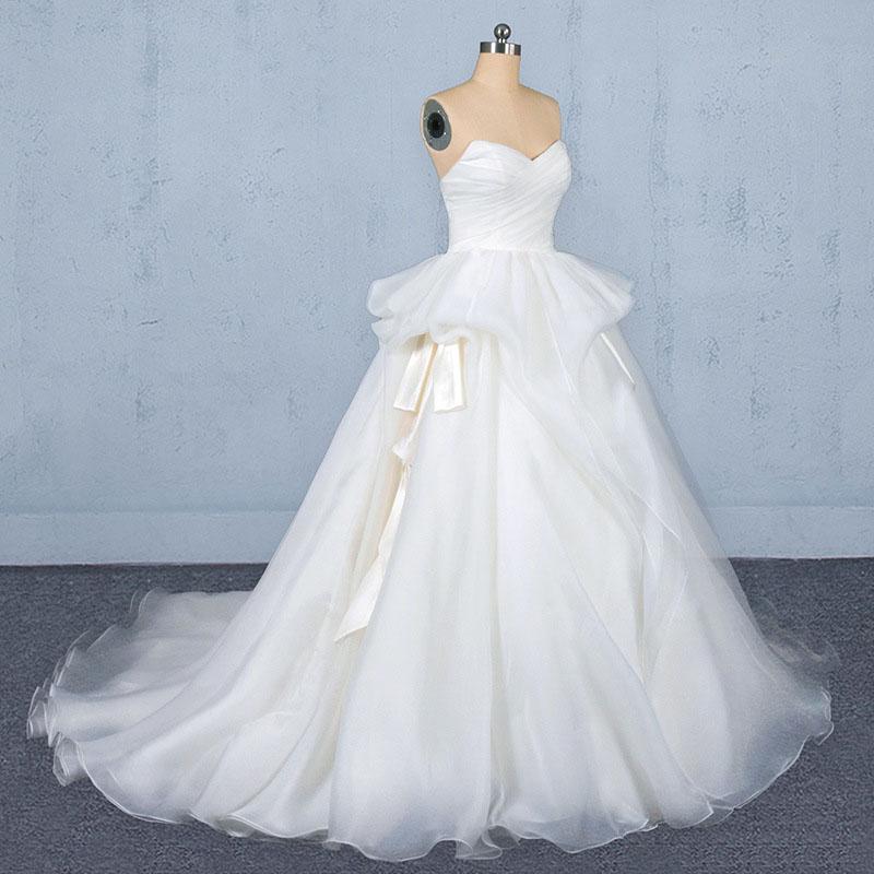 Ball Gown Sweetheart Tulle Ivory Wedding Dress, Gorgeous Sweep Train Bridal Dresses UQ2350