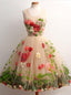 A-Line Scoop Tulle Short Homecoming Dress with 3D Florals UQH0056