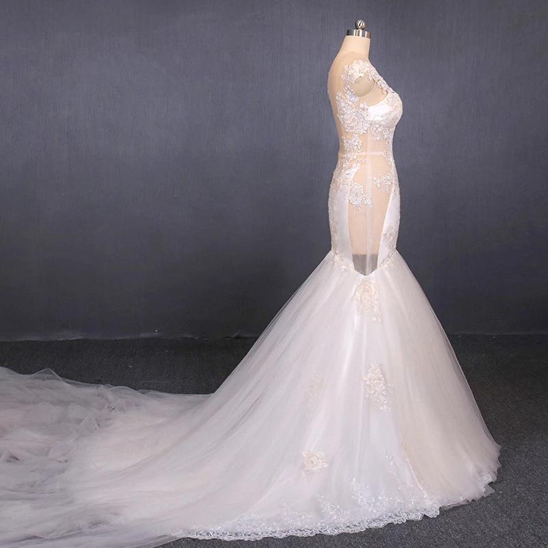 Gorgeous Mermaid Tulle Wedding Dress, Chapel Train Long Bridal Gown UQ2303