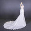Sheer Neck Mermaid Long Wedding Dress with Appliques, Long Bridal Dresses UQ2304