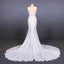 Sheer Neck Mermaid Long Wedding Dress with Appliques, Long Bridal Dresses UQ2304