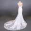 Simple Mermaid Sleeveless Wedding Dress with Lace, Backless Bridal Dress UQ2355