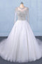 Puffy Long Sleeves Tulle White Wedding Dress, Shiny Long Bridal Dresses UQ2345