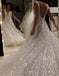 A-line V-neck Sparkly Wedding Dress, Sequin Backless Prom Bride Dress UQW0028