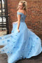 Two Piece Off the Shoulder Tulle Prom Dress with Lace, A Line 2 Piece Long Formal Dress UQ1705