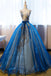 Uniquedresss Puffy V Neck Organza Applique Modest Prom Dress Evening Dress UQP0013