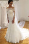 Elegant Off the Shoulder Lace Wedding Dress with 3/4 Sleeves, Mermaid Bridal Dresses UQ2524