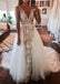 Ivory V Neck  Sleeveless Tulle Bridal Dress A Line  Wedding Dresses With Lace Applique UQW0020