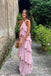 A Line Straps Tiered Chiffon Floor Length Long Prom Dress Pink Bridesmaid Dress UQP0190