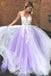 Deep V Neck Sleeveless Tulle Prom Dresses, A Line Appliqued Long Party Gown UQP0098