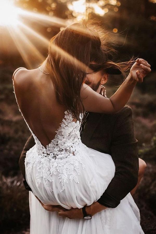 Ivory V Neck Tulle Backless Bridal Dress A Line Wedding Dresses With L Uniquedresss Ivory V Neck Tulle Backless Bridal Dress A Line Wedding Dresses With L Uniquedresss
