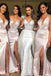 Spaghetti Strap Simple Prom Dress with Side Slit, Mermaid Long Wedding Party Dresses UQB0003