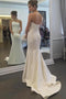 Simple Strapless Mermaid Long Wedding Dresses, Elegant Ivory Sweep Train Wedding Dresses UQ2520