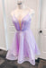 Glitter Lilac Straps Short Party Dress, Sleeveless Homecoming Dress UQH0073