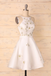 A-Line White Sleeveless Homecoming Dress with Appliques UQH0007