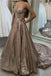 Shiny Puffy Sleeveless Sequined Court Train Prom Dress, Sparkly Sequin Evening Dresses UQ2248