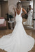 Simple V Neck Mermaid Wedding Dress with Long Train, Backless Beach Wedding Dress UQ1723