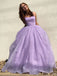 Lilac Spaghetti Strap Sparkly Prom Dress Long, Shiny Long Evening Dress UQP0009