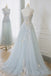 A-Line Tulle Lace Appliques Sweetheart Long Prom Dress, Strapless Evening Dress UQP0210