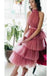 A Line Ankle Length High Neck Tiered Tulle Prom Dress, Homecoming Dresss UQP0179