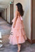 A Line Ankle Length High Neck Tiered Tulle Prom Dress, Homecoming Dresss UQP0179